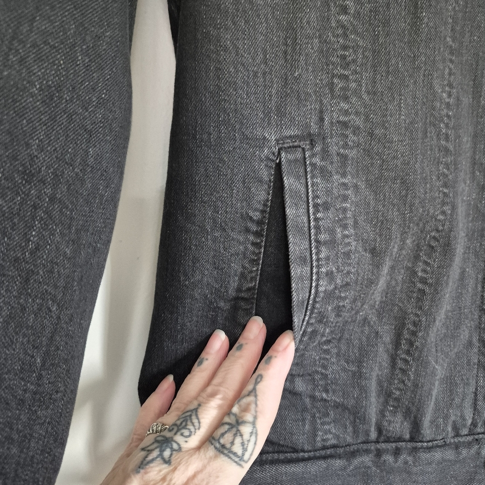 Madewell Sherpa Lined Black Denim Jacket See Measurements - Picture 9 of 11
